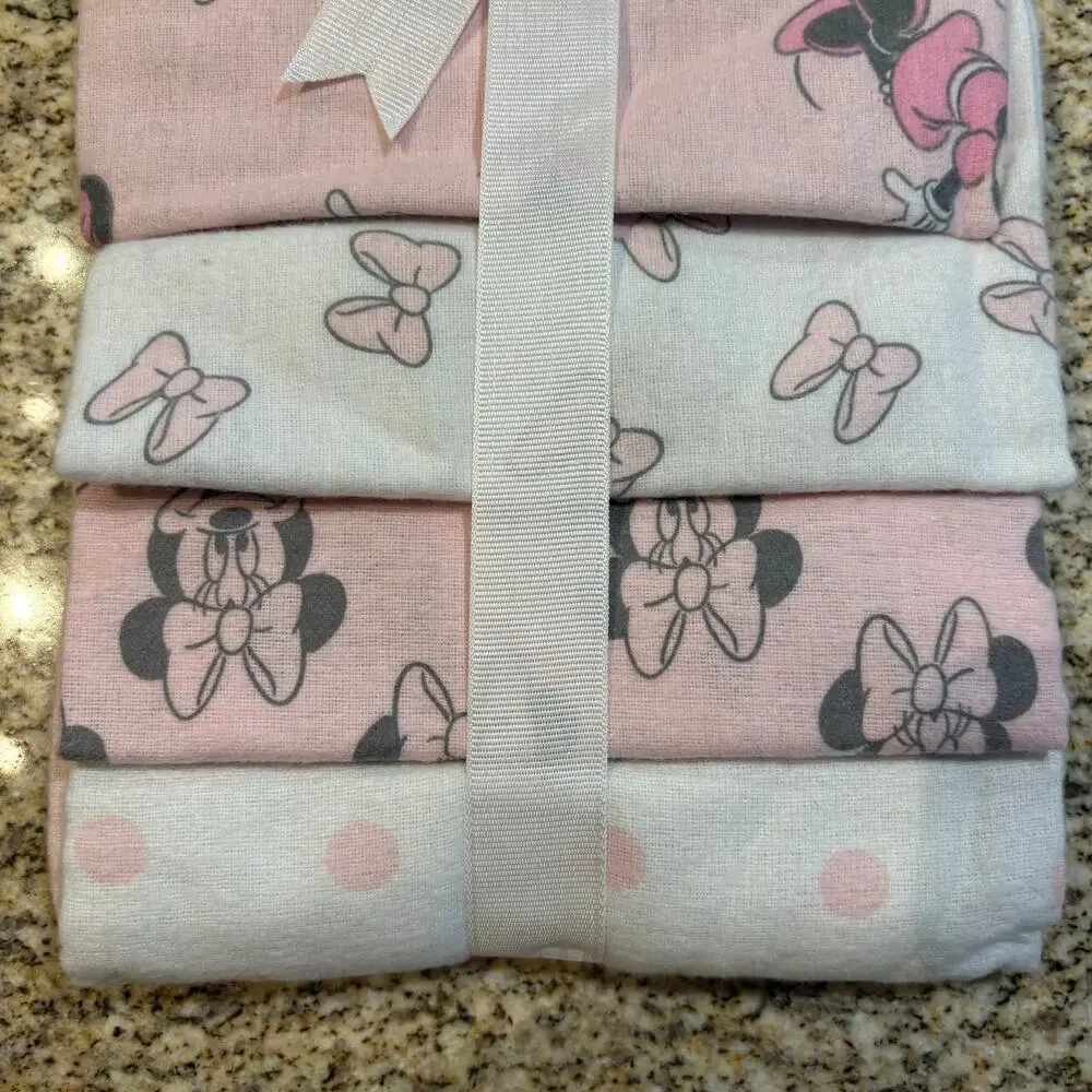 NEW Disney Baby Minnie Mouse Receiving Blankets Newborn Cotton - SET OF 4 - Picture 2 of 4